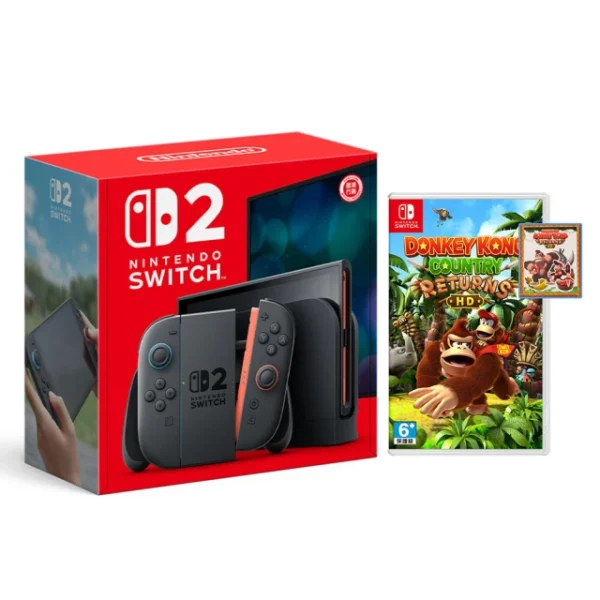 Switch 2 主機+《咚奇剛 歸來 HD》+《9H鋼化貼》